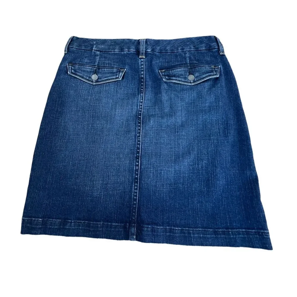 Banana Republic Women Knee Length Blue Pencil Denim Skirt Career Business‎ Sz 6